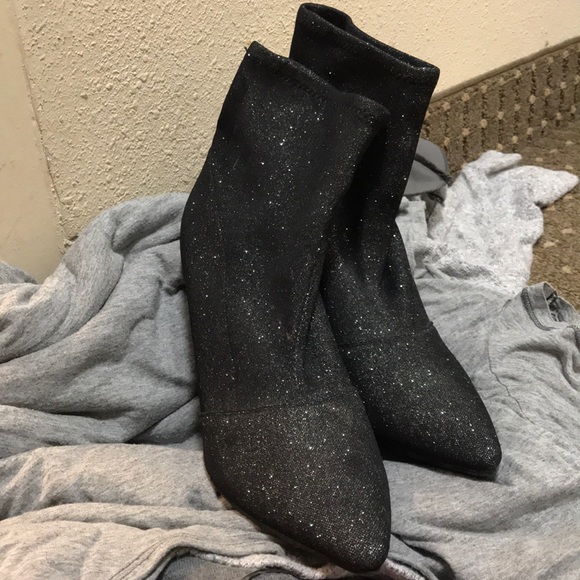 Like New Charcoal Gray Sparkly Stilleto Booties/10 - Picture 2 of 2